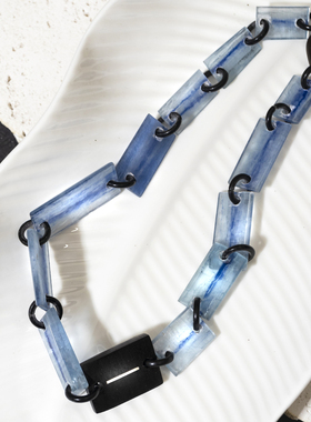 二梦三青【未来战士】天然蓝晶石项链女时尚百搭锁骨链潮流感饰品