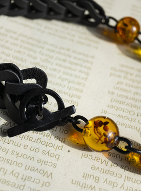 二梦三青【摩洛哥之境】天然琥珀项链女时尚百搭锁骨链欧美流行潮