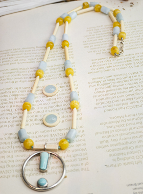 二梦三青【阿芙洛狄忒日志】原矿绿松石项链女小清晰气质感毛衣链