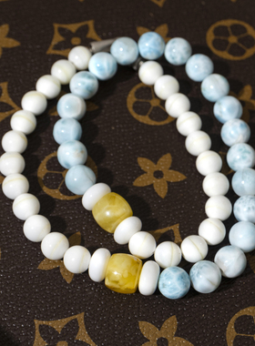 二梦三青【胡斯卡小镇】蓝色项链女海纹石锁骨链深海贝新中式时尚