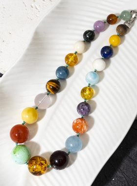 二梦三青【循环的迷宫】原创蜜蜡水晶项链女时尚百搭多宝流行高级