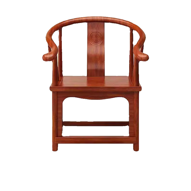 新中式实木圈椅围椅三件套扶手官帽椅卷书椅太师椅泡茶主人椅餐椅 - 图3