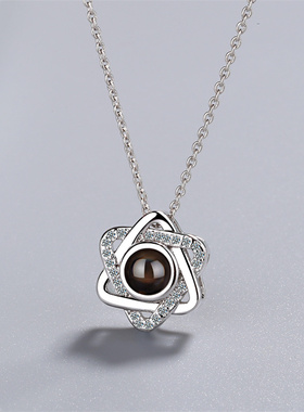 港风纯银六芒星项链女情人节礼物