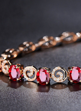 鸽血红仿红碧玺宝石彩宝手链女