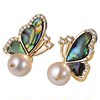 Imitation Pearl Abalone Shell Butterfly Necklace Stud Earrings Ring
