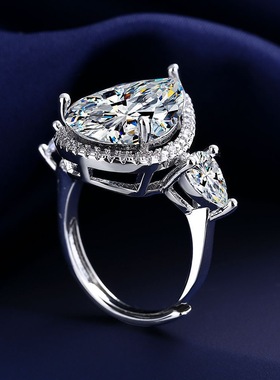 满钻八克拉鸽子蛋水滴形戒指