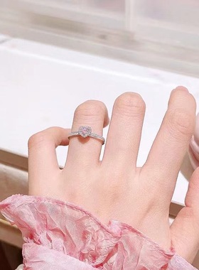 日韩风爱心粉钻甜美心形戒指