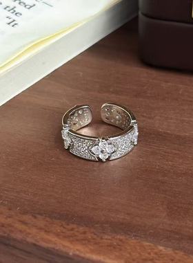 法式老钱风幸运四叶草满天星戒指