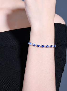 欧美新款皇家蓝宝石气质手链女