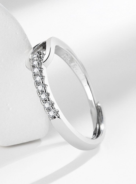 日韩气质高级感满钻马蹄锆石戒指