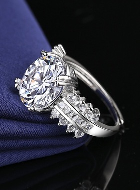 欧美时尚镶嵌5克拉满钻锆石戒指女潮流简约百搭奢华高贵个性指环