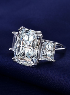 欧美豪华方形八克拉锆石戒指