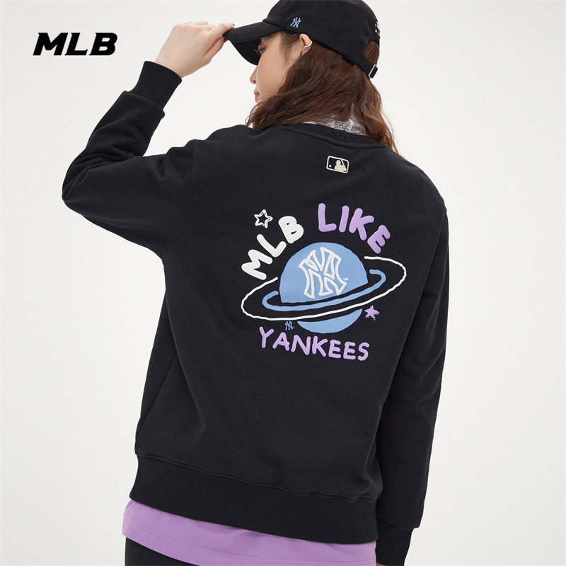 MLB官方男女情侣套头卫衣LIKE系列星球圆领宽松上衣春夏MTL01_虎窝淘