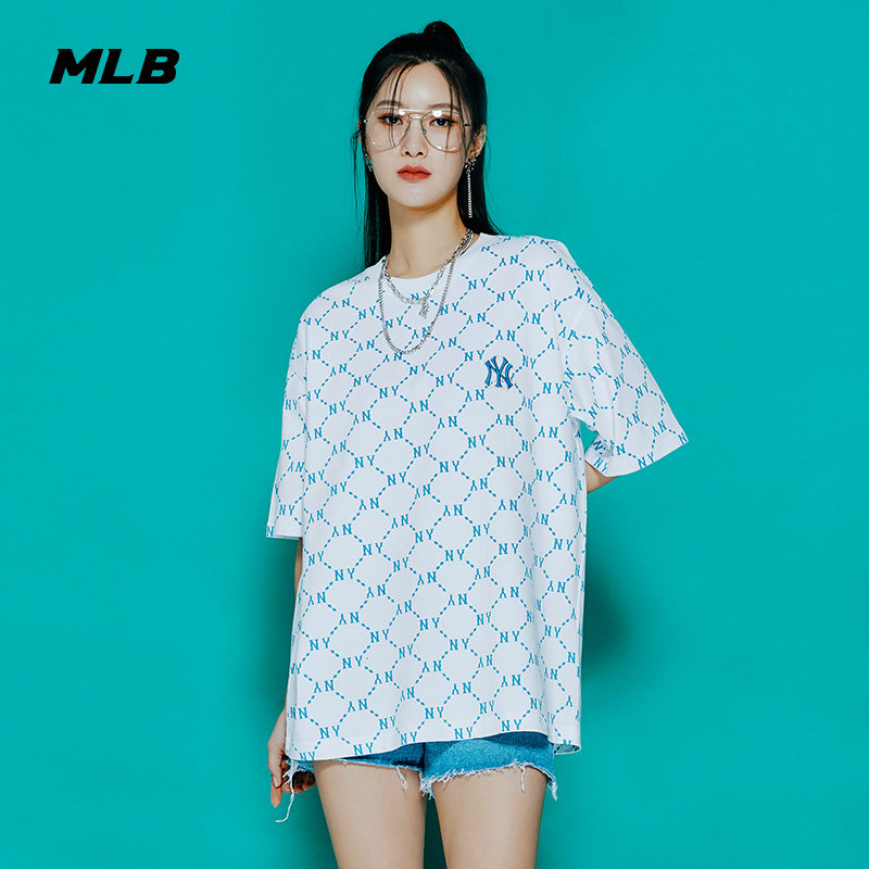 MLB官方 男女情侣T恤老花满印刺绣LOGO短袖运动休闲潮夏季TSM40,淘宝优惠券,粉丝福利购,淘宝优惠卷