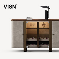 VISN Modern Light Lavish Solid Wood Dining Side Cabinet Italy Design Walnuts Wood Bucket Cabinet Villa Living Room Locker