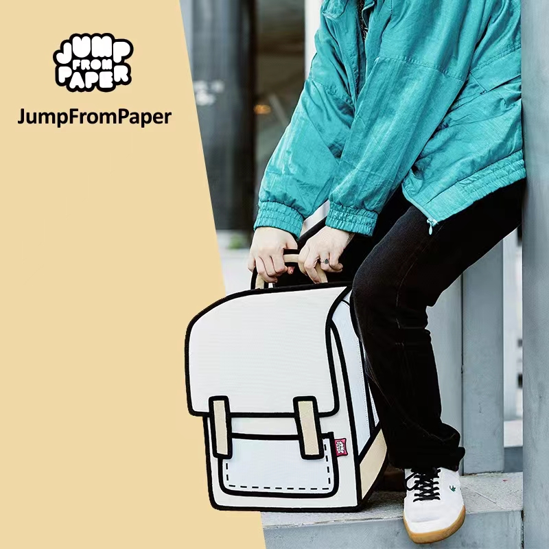 JumpFromPaper经典蓝双肩包女初中生书包背包二次元2d大学生-图1