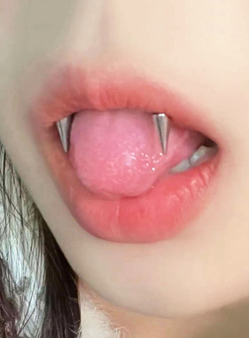 外螺纹弯杆上唇虎牙钉唇钉可爱小虎牙獠牙尖锥亚文化钛钢饰品