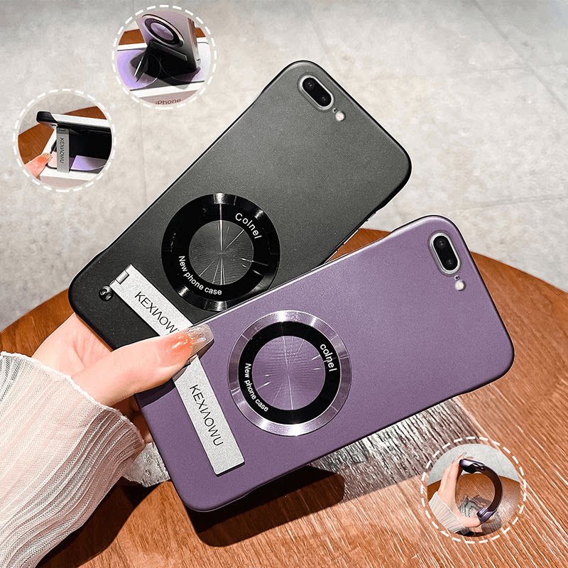 适用苹果8plus手机壳新款高级感超薄磁吸无边框折叠支架壳iphone8磨砂不沾指纹防摔保护套7plus男女简约外壳