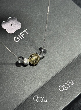 女生项链金发晶白水晶项链