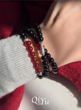 女生黑曜石红玛瑙新中式精致礼盒