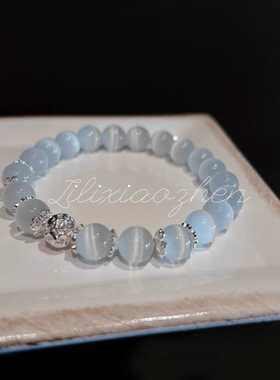 转运珠小众猫眼石手串925银轻奢