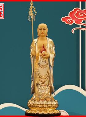 站地藏王菩萨鎏金贴金热灼摆件