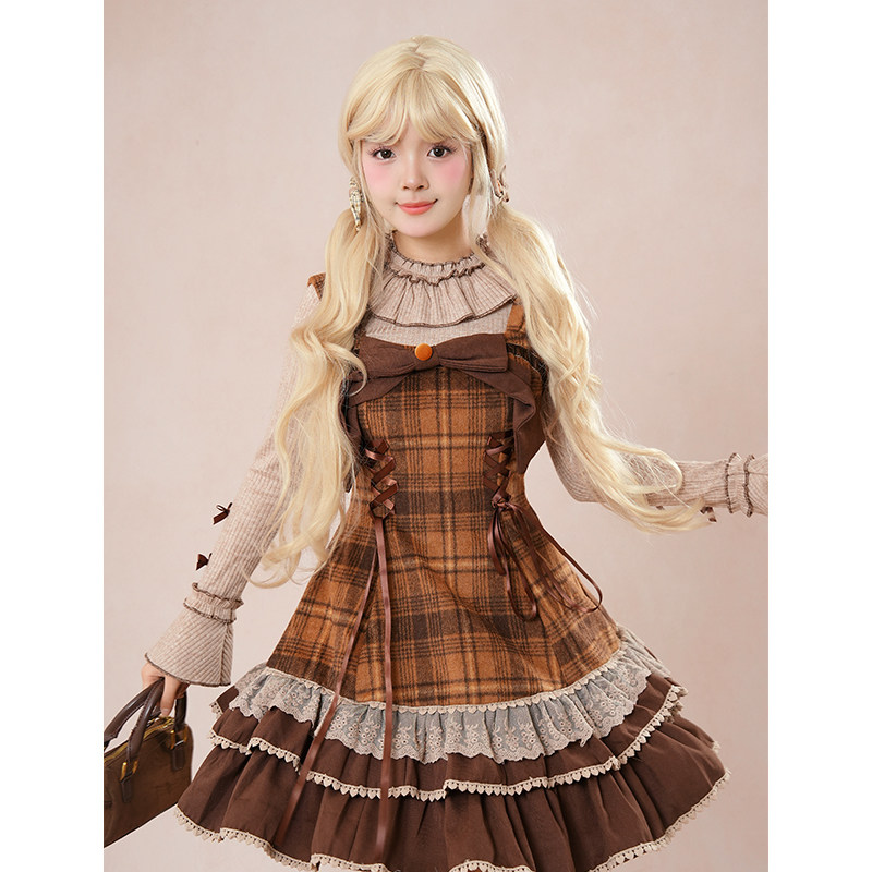 【焦糖布丁】秋冬新款甜美Lolita蝴蝶结斗篷蛋糕连衣裙两件套套装,淘宝优惠券,粉丝福利购,淘宝优惠卷