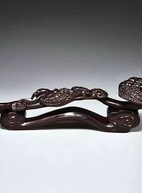 花梨木雕刻灵芝如意摆件工艺品家