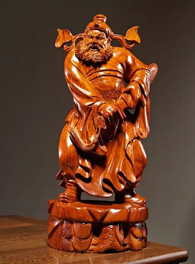 黑檀木雕钟馗像摆件福神钟馗雕像