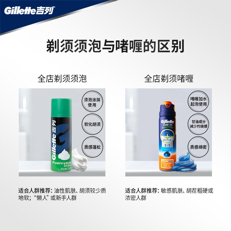 吉列剃须泡沫男士剃须膏手动刮胡刀 吉列男士剃须男士剃须膏