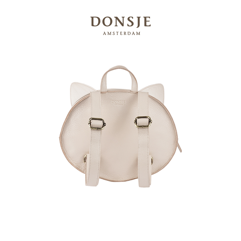 【新品】Donsje荷兰小猫款真皮双肩包儿童女孩大容量书包纯手工包 - 图1