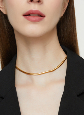盐岛至简扁蛇骨链简约叠戴项链