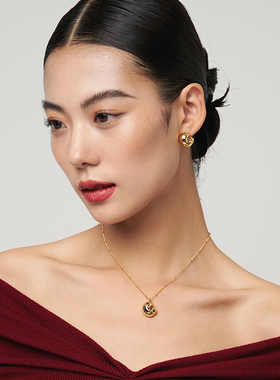 盐岛锦鲤素金吊坠本命年项链饰品