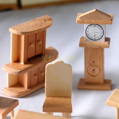 Dollhouse娃娃屋木质小家具场景套装模型迷你桌椅OB1家居道具摆件 - 图1