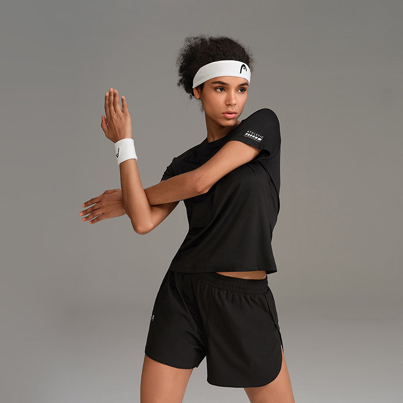 HEAD海德综合训练运动短袖夏季透气修身短款网球t恤女,淘宝优惠券,粉丝福利购,淘宝优惠卷