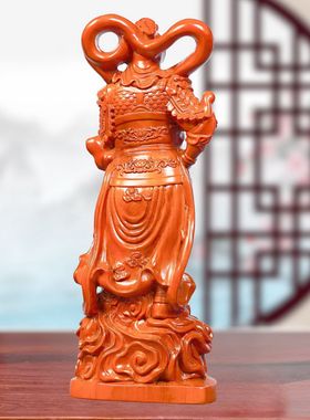 花梨木雕韦驮菩萨佛像摆件护法天神家居客厅摆设公司开业韦陀天