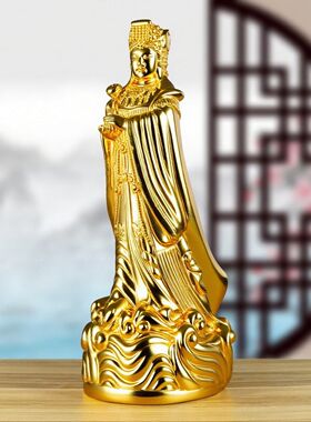 香樟木雕刻妈祖神像摆件天上圣母妈祖娘娘佛堂寺庙红木手工工艺品
