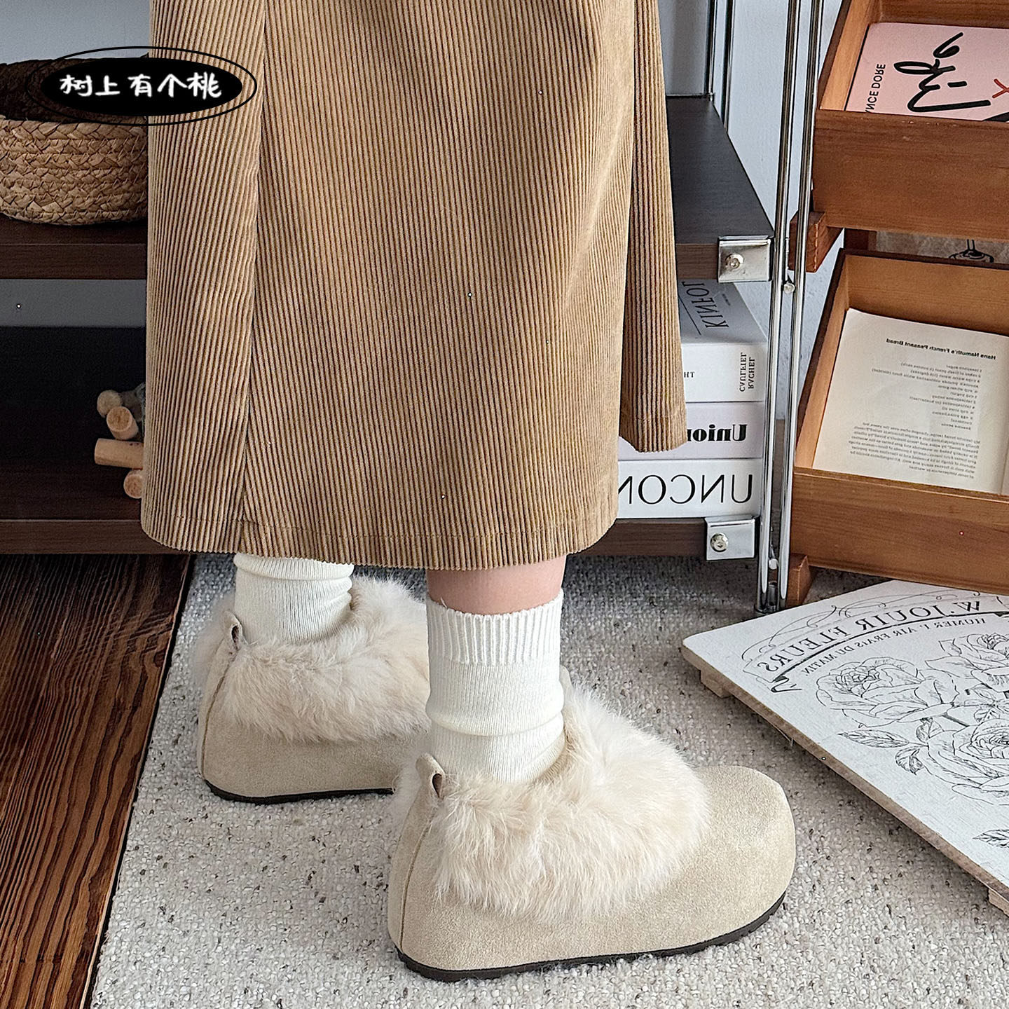 树上有个桃厚底勃肯鞋女2026春季新款百搭加绒增高毛毛鞋包跟棉鞋,淘宝优惠券,粉丝福利购,淘宝优惠卷