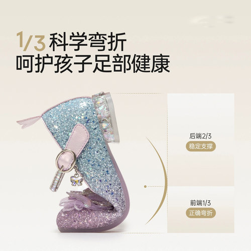 真皮女童公主鞋闪亮高跟鞋2026新款儿童单鞋艾莎小皮鞋夏季配裙子 - 图1