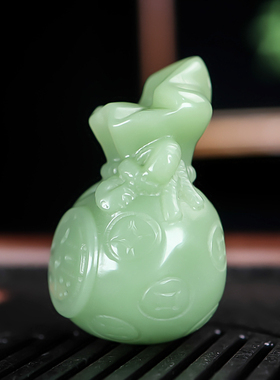 天然精雕和田玉籽料福袋手把件福气多多玉石把玩件挂件青白玉