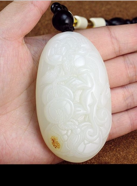 和田玉籽料貔貅手把件羊脂玉招财神兽貔貅把玩件玉麒麟挂件新疆