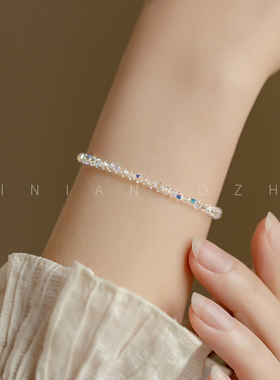 超闪！正品罕见极细施家水晶手链手串轻奢质感叠戴原创简约自制女