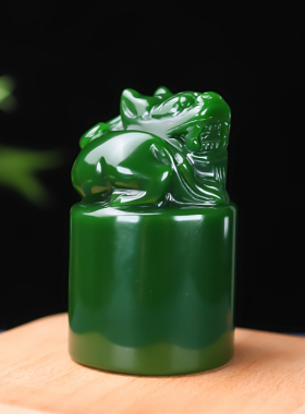 天然新疆和田玉印章玉料手把件文房镇尺招财貔貅把件小摆件精雕