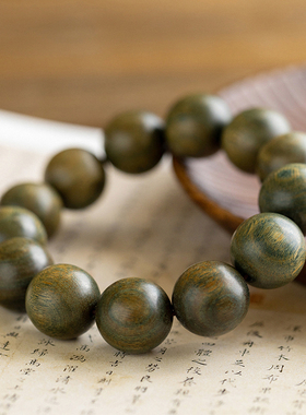 绿檀手串 手链木佛珠念珠圣檀木男女短款精工手工磨情侣手串腕饰
