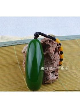 天然和田玉碧玉原石手把件菠菜绿碧玉把件新坑玉挂件把玩件摆件