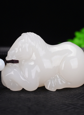 天新疆和田玉籽料元宝玉马手把件马上有钱马到成功玉石挂件把玩件