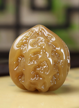 天然新疆和田玉糖玉核桃手把件玉核桃健身球且末糖料手球把玩件