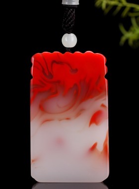 天然和田玉鸡血玉凤凰手把件女款和田彩玉凤凰护身把玩件挂件