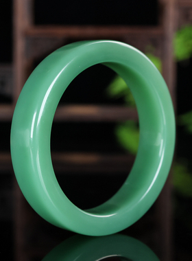 和田玉翠青料玉石手镯女款工镯平安镯福镯新疆玉器玉镯子手链