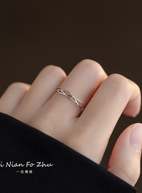 925纯银素圈戒指女食指开口戒指环春小众设计感自律尾戒